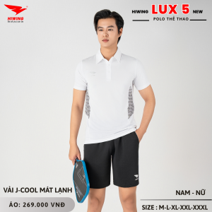 Áo Cầu Lông Pickleball Bóng Chuyền Hiwing Lux 5 Nam Màu Trắng